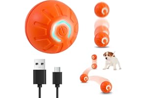 NNOUONN Electric Interactive Dog Toy Ball, Automatic Active Rolling Balls for Small Medium Dogs, Self Moving Bouncing Jumping Rechargeable Funny Pet Toys for Boredom Puppy Cat Kitten Indoor Outdoor (Orange)