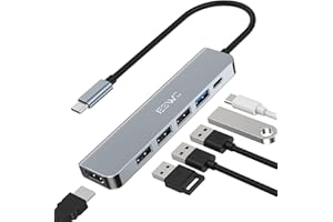 USB C Hub, USB C to HDMI MacBook Adapter, JESWO 6 in 1 Type C Adapter with 4K HDMI, 100W PD Charging, Multi USB 3.0 USB-A Ports for MacBook Air, iPad Pro, XPS and More USB-C Device