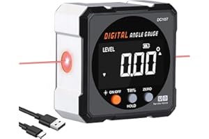 LEERCHUNAG Rapporteur numérique LEERCHUANG Niveau Inclinomètre Rapporteur Laser Niveau W 4 côtés Fort magnétique & Charge de type C, rapporteur numérique rechargeable…