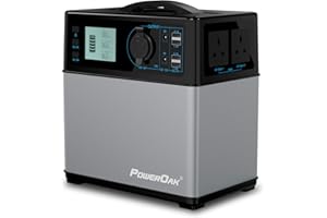 POWEROAK 400Wh Portable Power Solar Generator Lithium ion power supply for Emergency Camping backup power source with 300W DC/AC Power Inverter,12V Car DC/AC/USB Outputs, Charged by Solar Panel/AC/Car