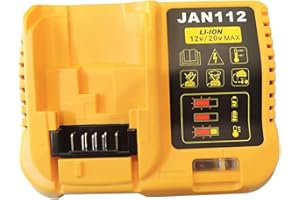 JANRI JAN112 10.8V 14.4V 18V 54V MAX Power Tool Li-Ion Battery Charger Compatible with Dewalt XR Series Battery DCB200 201 204 205 181 182 183 184 etc, Compatible with DCB112 113 115 etc, Yellow
