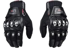 OUABIYA Steel Outdoor Reinforced Brass Knuckle Motorcycle Motorbike Powersports Racing Textile Safety Gloves