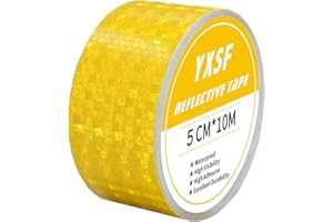 YXSF Yellow Reflective Safety Tape,5 CM×10 M Reflector Tape Strips,high Viscosity Waterproof Reflective Tape for Vehicles Trucks,Trailer,Bikes Cars Ships Motorcycles Outdoor…