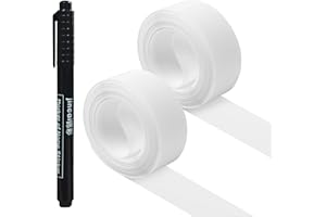 LEMESO Étiquettes Personnalisées, Étiquette Vêtement Thermocollante Enfant, 2 Rouleaux de Bande de Nom d'Enfants 7M * 1.6cm avec Stylo Noir, Étiquettes Tissu à Fixer