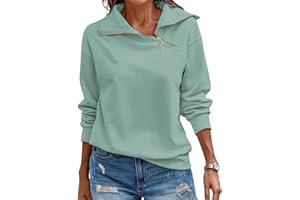 Cuptacc Womens Sweatshirts Quarter Zip Jumper Women V Neck Long Sleeve Tops Basic Casual Swearshirt without Hood Pullover