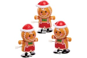 Baker Ross FX437 Aufzieh Lebkuchenmänner - 3er Pack, Kleine Adventskalender Geschenke für Kinder, Aufziehspielzeug, Kleine Nikolausgeschenke für Kinder