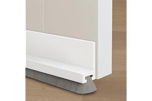 IBOPUXIU Burlete Puerta Exterior Autoadhesivo, Burlete de Puerta Blanco con Cepillo, Fácil y Rápido de Instalar, Ídeal también como Aislamiento Acústico y Protección contra el Frío (100 cm)