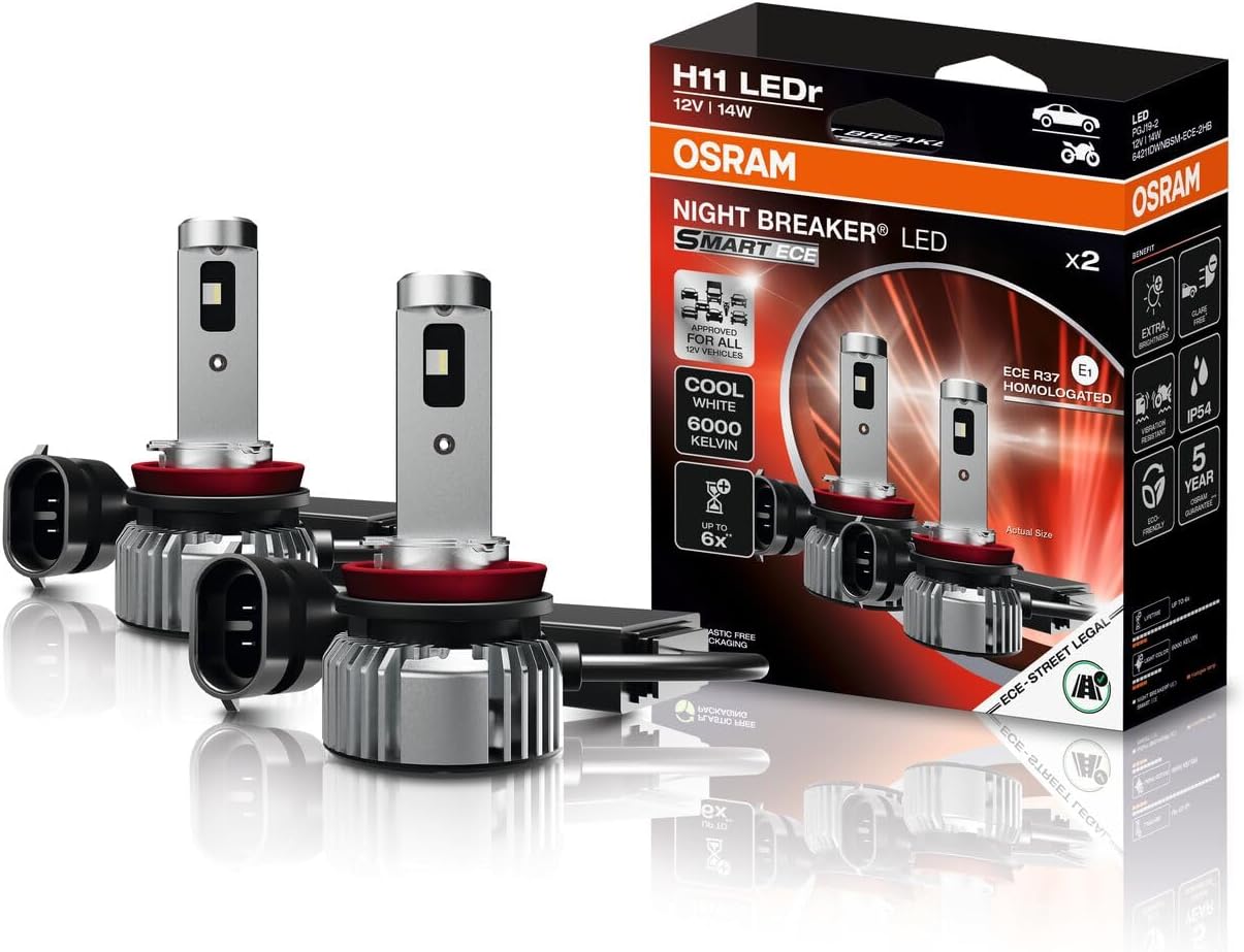 Zusammenfassung der Kundenmeinungen zu Osram NIGHT BREAKER LED SMART ECE H11 ECE R37