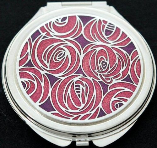 Sea Gemspresented by Celtic Glass Designs Compact Mirror in a Mackintosh Roses Design. (Red)