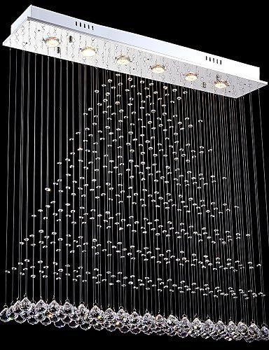 SUHANG Chandeliers Led Rectangle Crystal Pendant Lights Ceiling Chandeliers Lighting Lamps Fixtures With L120Cm W20Cm H100Cm Ac 100 To 240V , Warm White-110-120V