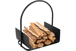 ISOISL Feuerholzablage Tragbarer Kaminholzkorb mit Griff Kompakter Holzkorb für Kaminholz Zeitungen und Bücher 40x30x50cm Kaminholzregal Innen Außen
