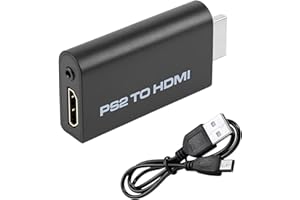GEU PS2 to HDM Converter, PS2 to HDM Adapter with 1.6FT USB Cable, Plug & Play PS 2 Converter for All PS two Models for Connecting PS 2 to HDTV, Monitor, TV or Projector