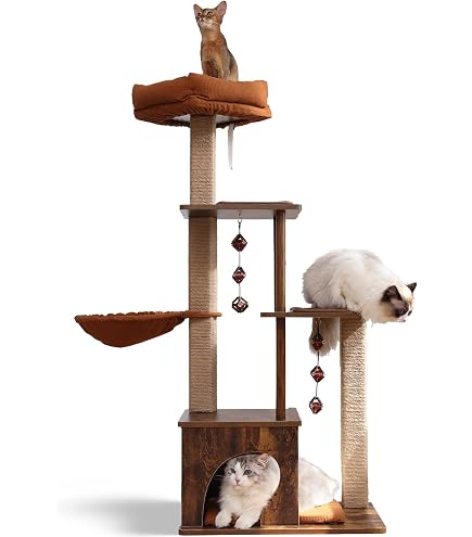 Tiragraffi Per Gatti Grande A Colonna - Palo In Juta, Altezza 82 Cm, Base Stabile 41x41 Cm, Risparmio Spazio