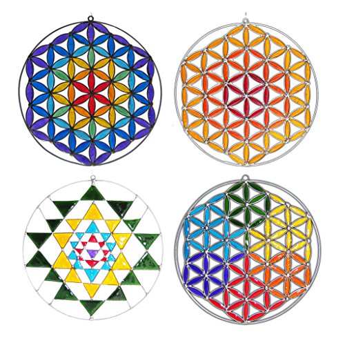 Suncatcher, Fensterschmuck, Lichtbrecher, „Sri Yantra“ im Buntton 5, echte Handarbeit - 2