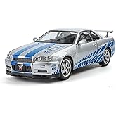 Aldorado 1:32 Nissan GTR Skyline R34 Diecast Model Car – Metal Pull Back Toy Car with Openable Doors & Detailed Interior [ Co