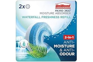 UniBond AERO 360° Moisture Absorber Waterfall Freshness Refill Tab, Aromatherapy, Ultra-Absorbent and Odour-Neutralising, for AERO 360° Dehumidifier, Condensation Absorbers, Twin Pack (2 x 450g)