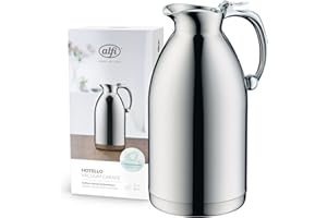 alfi HOTELLO 1,5l, caraffa isolante con doppia parete in acciaio, tiene caldo per 4 ore, freddo per 6 ore, coperchio apribile con una mano, senza plastica, per lavastoviglie, per gastronomia