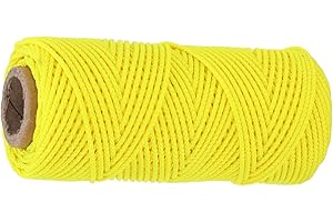 ASTIBYM Braided Nylon Line,Diving Reel Line Replacement Wearproof Underwater Finger Spool Reel Round Line Fluorescent Yellow for Wreck and Cave Diving, Safety Dive Marker, Dive Float Flag(46 meters), Diving