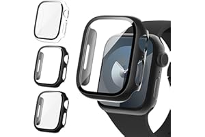 Fullife 3 Pack Screen Protector 40mm Compatible for Apple Watch Series 6/5/4/SE(2023-2020) with 9H Tempered Glass,Overall Shockproof Cover Protective Case for iWatch 40mm(Black/Grey/Transparent)
