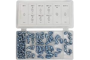 yufana 110 Pz Grasso Raccordo Assortimento,Assortimento di Ugelli Ingrassaggio Set di Ingrassatori Ingrassatori Testine,M6/M8/M10 Raccordo per Ingrassatore Ingrassatori Testine