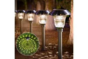 BEAU JARDIN 4 Stück Solarlampen für Außen Garten Solarleuchten Solarleuchte wasserdichte Edelstahl Metall Glas Solar Leuchten Gartenlampen Gartenleuchten Winterfest Silber