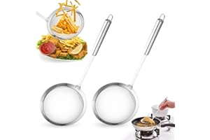 YYHCC 2 Stück,Spinnennetz-Schöpflöffel,Frittiertopf Sieb, Sieb Edelstahl,Schaumlöffel Edelstahl, Siebkelle,Dünsten und Schöpfen (10cm Schaumkelle)