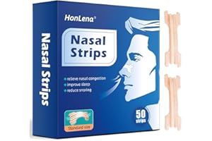 HONLENA Nasal Strips,50 Count Anti Snoring Devices,Nose Strip to Stop Snoring and Relieve Nasal Congestion,Drug-Free,Help You Breathe Through Your Nose & Improves Sleep, Stop Snoring Aids for Men & Women