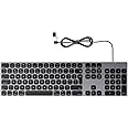 All-Aluminum Wired Keyboard for Apple Mac OS - Easy Plug-N-Play Cable Connection, Chic-and-Sleek USB Keyboard with Numeric Keypad for iMac, Mac Mini or MacBook - Grey