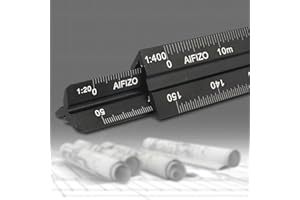AIFIZO Dreikantmaßstab 2 Stück Für Zeichnungen von Architekten Mehrere Skalen Aluminium Maßstab Lineal Lasergravur 1:20, 1:25, 1:50, 1:75, 1:100, 1:125/1:100, 1:200, 1:250, 1:300, 1:400, 1:500
