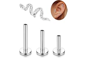 Adramata G23 Titanio Piercing Oreja Tragus Labret Roscado Interno Labio CZ Hipoalergénico Medusa Pendiente Pequeño Conch Helix Oro Plata