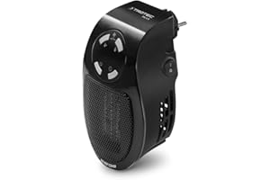 TROTEC Mini-chauffage pour prise murale TFC 2 E | Chauffage de 500 watts | 2 vitesses de ventilation | Fonction d'horloge (1−12 heures) | 10 m²/25 m³ max.