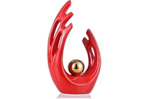 LCCCK Rosso E Oro Astratto Arte Ceramica Statua E Scultura, Casa Moderna Centrotavola Tavolo Da Pranzo, Cucina Rossa D'arte, Bagno Caminetto Tavolino Da Caffè Ufficio Ingresso Decorazione Estetica