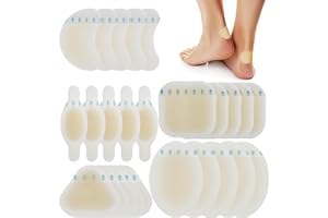 EXQUIMA 25 Pack Blister Plasters for Feet, Blister Bandages Invisible Hydrocolloid Blister Cushion Pads Gel Blister Guard Pads Waterproof, for Toe Feet Heel Finger Prevent Discomfort from Foot Blisters