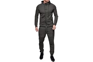 QUNERY Jogging Homme Ensemble Manches Longues Zipper Veste & Pantalon Survêtements Sport pour Activités de Plein Air et Usage Quotidien