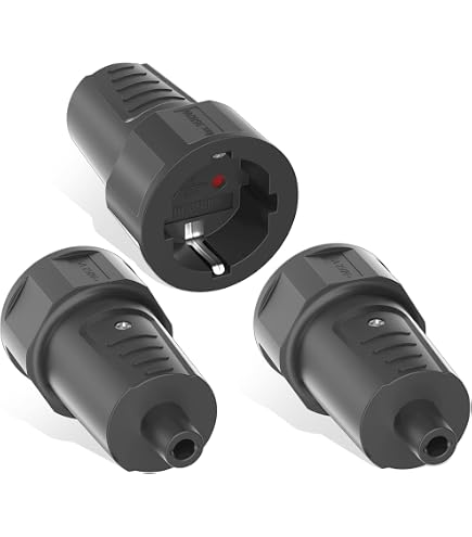 Raccord électrique En Caoutchouc IP20 - Coupleur Schuko 250V/16A - Noir/rouge - Pour Câbles Et Rallonges