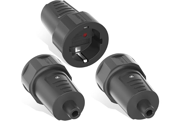 Obllemn 250 V/16 A Schuko-adapter med veckskyddskontakt, för inomhus och utomhus