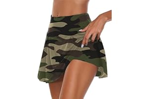 LIPIODOL Faldas Mujer De Camuflaje Activo Athletic Pleated Tennis Golf Skirt with Shorts Workout Running Skort Summer