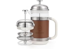 Hazel Quinn Caffettiera French Press, Vetro Borosilicato Resistente al Calore, Filtro in Acciaio Inossidabile, Filtrazione Precisa per Caffè e Tè, Senza BPA, Facile da Pulire, 450 Millilitri