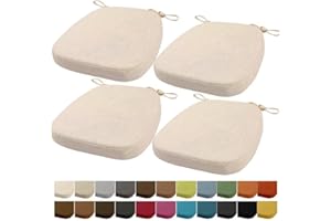 ‎ORUMRUD Orumrud 40x38x33CM(5CM Dicke) Stuhlkissen, Gartenstuhl Sitzkissen, Esszimmerstuhl Sitzkissen, waschbar, mit Reißverschluss, Riemen, rutschfestes Sitzkissen für Gartenstuhl (Beige Weiß 4 Stück)