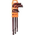 MULTITEC Long Ball Ended Allen Key Set HBLK100-1.5mm to 10mm | 9 Pcs Hex Key Wrench Set with Plastic Holder | Chrome Finish | Hardened Tempered Alloy Steel Tool Kit for Garage Bike Furniture Repair