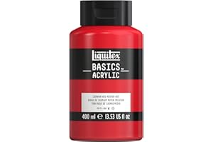 Liquitex 8870319 Basics - Pittura acrilica, Pigmenti per artisti monopigmentati, Resistente alla luce, durevole nel tempo, Finitura satinata, Flacone da 400 ml - Rosso Di Cadmio Medio Imitazione