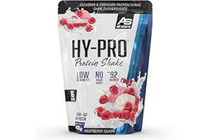 ‎ALL STARS ALL STARS Hy-Pro Whey Protein Pulver ohne Zucker 400g Himbeer-Quark - Cremiger Shake mit 30,6g Eiweiß pro Portion, 4 hochwertige Proteinkomponenten