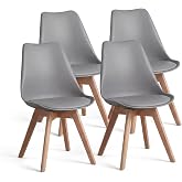 duehome | Beench, Pack of 4 Nordic Chairs, Dining Chairs, Grey and Wood Finish, Measurements: 49 (W) cm x 53.5 cm (L) x 83 cm
