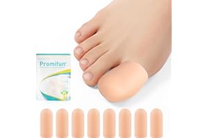 Promifun Gel Toe Cap Toe Protector - 4 pares de protectores para el dedo gordo del pie unisex, almohadillas para aliviar el dolor, uñas perdidas o encarnadas, callos, durezas, ampollas (4L)