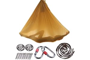 Brinny Yoga DIY Seide Pilates Premium Antenne Seide Ausrüstung Antenne Yoga Tuch Hängematte Set Elastische Deluxe Antenne Kit Antigravity Yoga Swing mit Karabiner & Gänseblümchen Kette Zubehör 5 m x 2,8 m