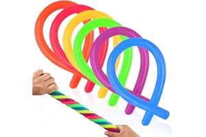 Coogam 6 Pack Stretchy String Sensory Toys - Relieve Stress and Increase Patience, Pull - Good for kids with ADD, ADHD or Autism, and Adults to Strengthen Arms, 11" Length, 6 Colors