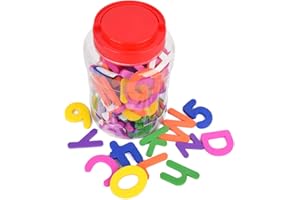 ewtshop® Lettere e numeri in gomma espansa, 114 lettere maiuscole e minuscole autoadesive in schiuma, colori misti