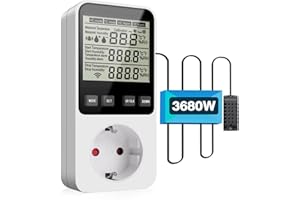 Diymore Feuchtigkeitsregler/Temperaturregler Steckdose 230V mit Fühler, 3680W Digitaler Hygrostat Feuchteregler, Luftfeuchtigkeitsregler mit Alarm für Luftbefeuchter Luftentfeuchter Pilz Terrarium