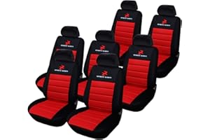 eSituro 7 Pièces Couverture de siège de Voiture Universelle,Housses de siège en Polyester Noir Rouge SCSC0080