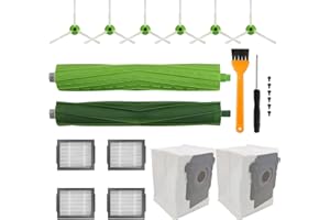 CHWNIBAY Accessoires de Remplacement pour iRobot Roomba i7 i7+ i3 i3+ i4 i4+ i6 i6+ i8 i8+ j7 E5 E6 E7,2 Sacs à Poussière,4 Filtres,6 Brosses Latérales,1 Paire de Brosses Principale